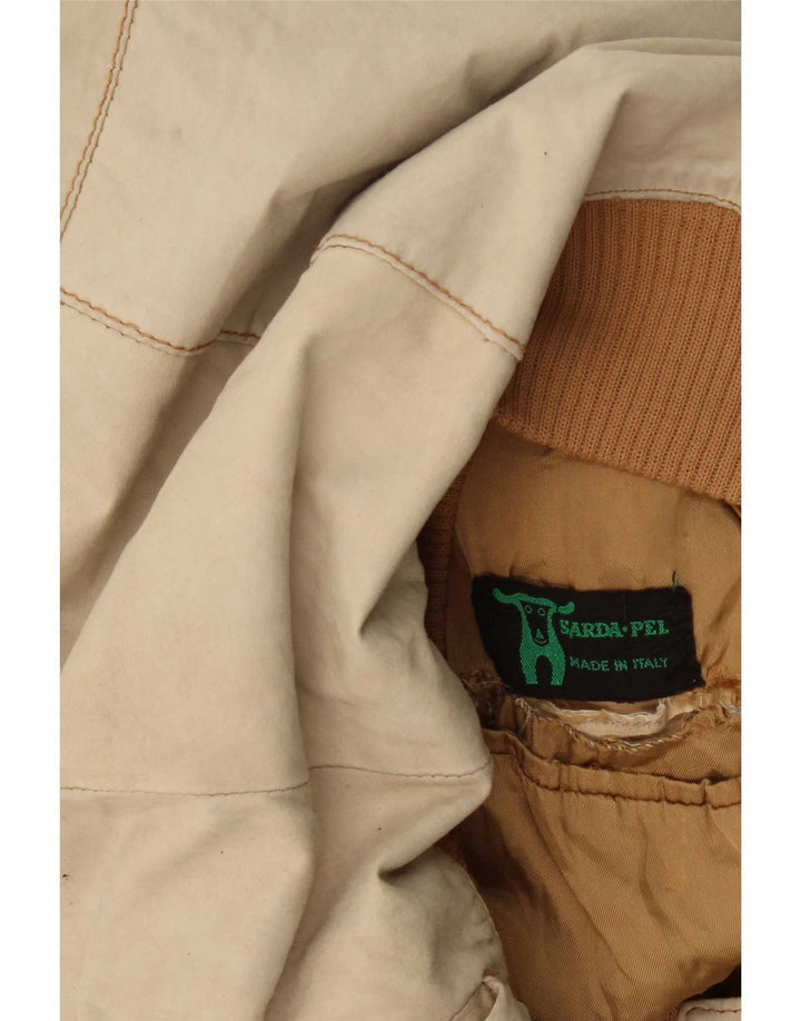 Vintage Damen Bomber Lederjacke UK 14 Medium Beige
