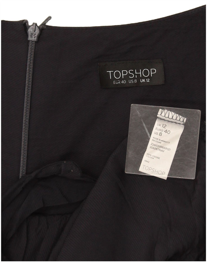 Topshop Damen A-Linien-Kleid UK 12 Medium Marineblau Viskose