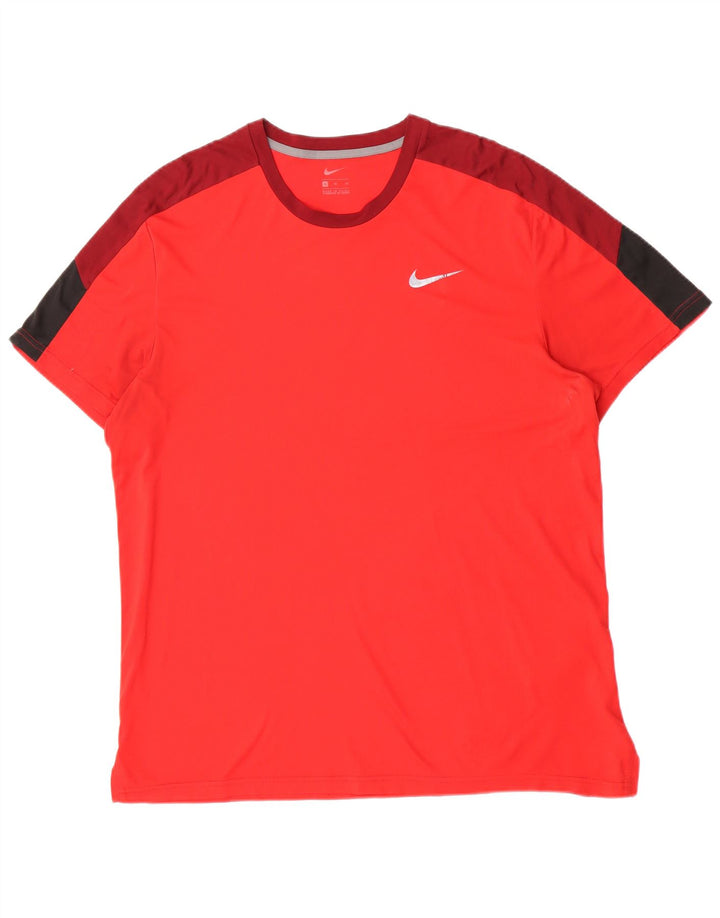 Nike Herren T-Shirt Top XL Rot Colourblock Polyester