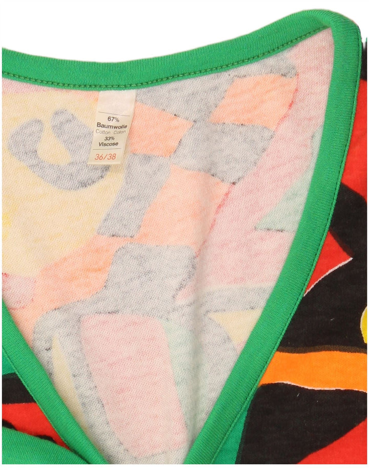 VINTAGE Damen Weste Top EU 36/38 Kleine mehrfarbige geometrische Baumwolle