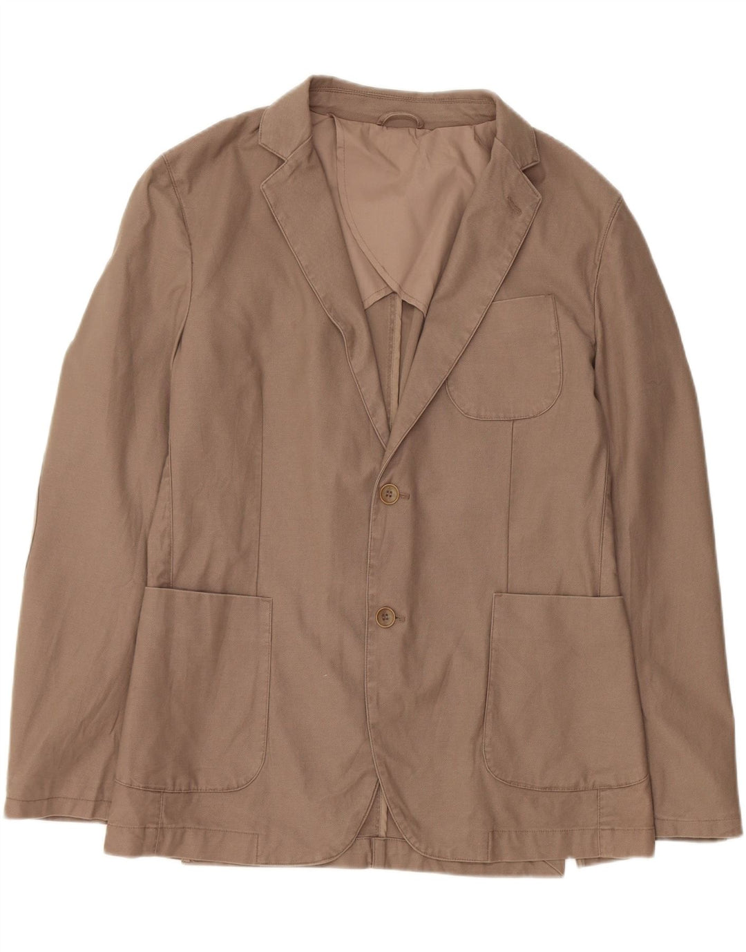 Benetton Herren 2-Knopf-Blazerjacke IT 52 XL Beige Baumwolle