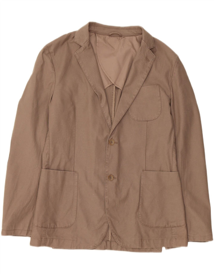 Benetton Herren 2-Knopf-Blazerjacke IT 52 XL Beige Baumwolle