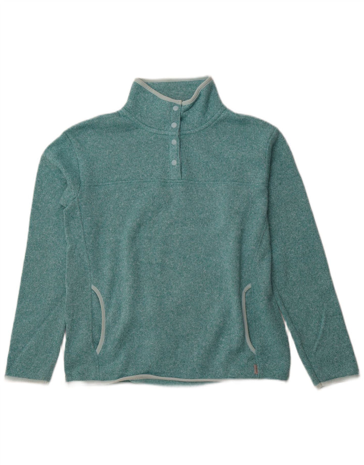EDDIE BAUER Damen-Sweatshirt mit Knopfkragen, UK 14, mitteltürkis