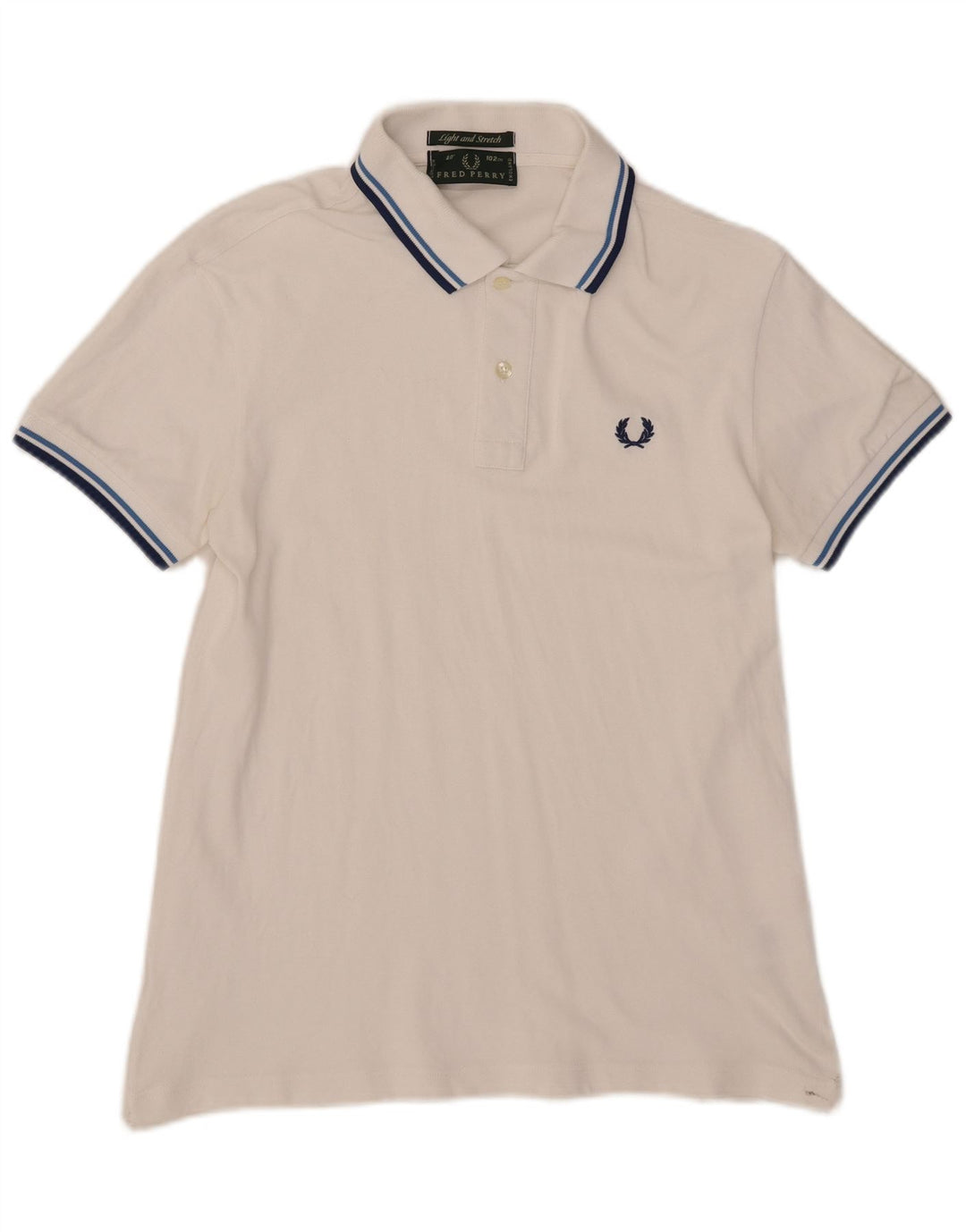 Leichtes und dehnbares Herren-Poloshirt von Fred Perry, Größe S, weiße Baumwolle