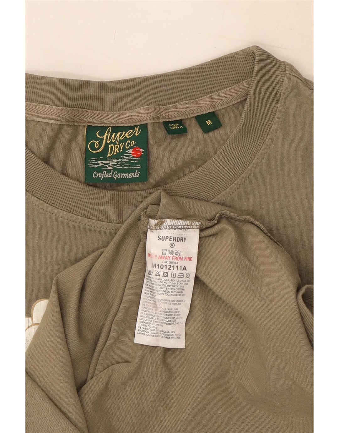 Superdry Herren Grafik-T-Shirt-Oberteil aus mittlerer Khaki-Baumwolle