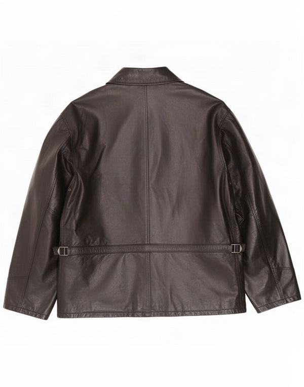 Vintage Herren Lederjacke IT 56 3XL Schwarz