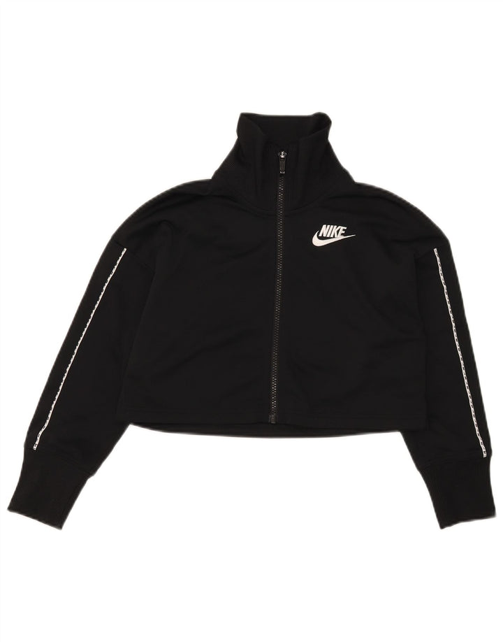 Nike Damen Crop Trainingsanzug Top Jacke UK 10 Small Schwarz Polyester