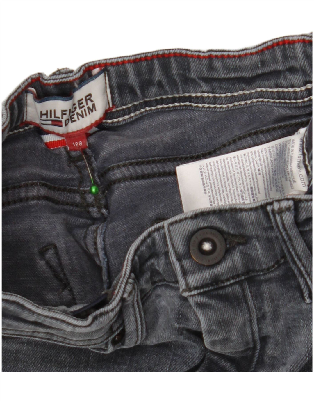 TOMMY HILFIGER Röhrenjeans für Mädchen, 7–8 Jahre, W20, L22, graue Baumwolle