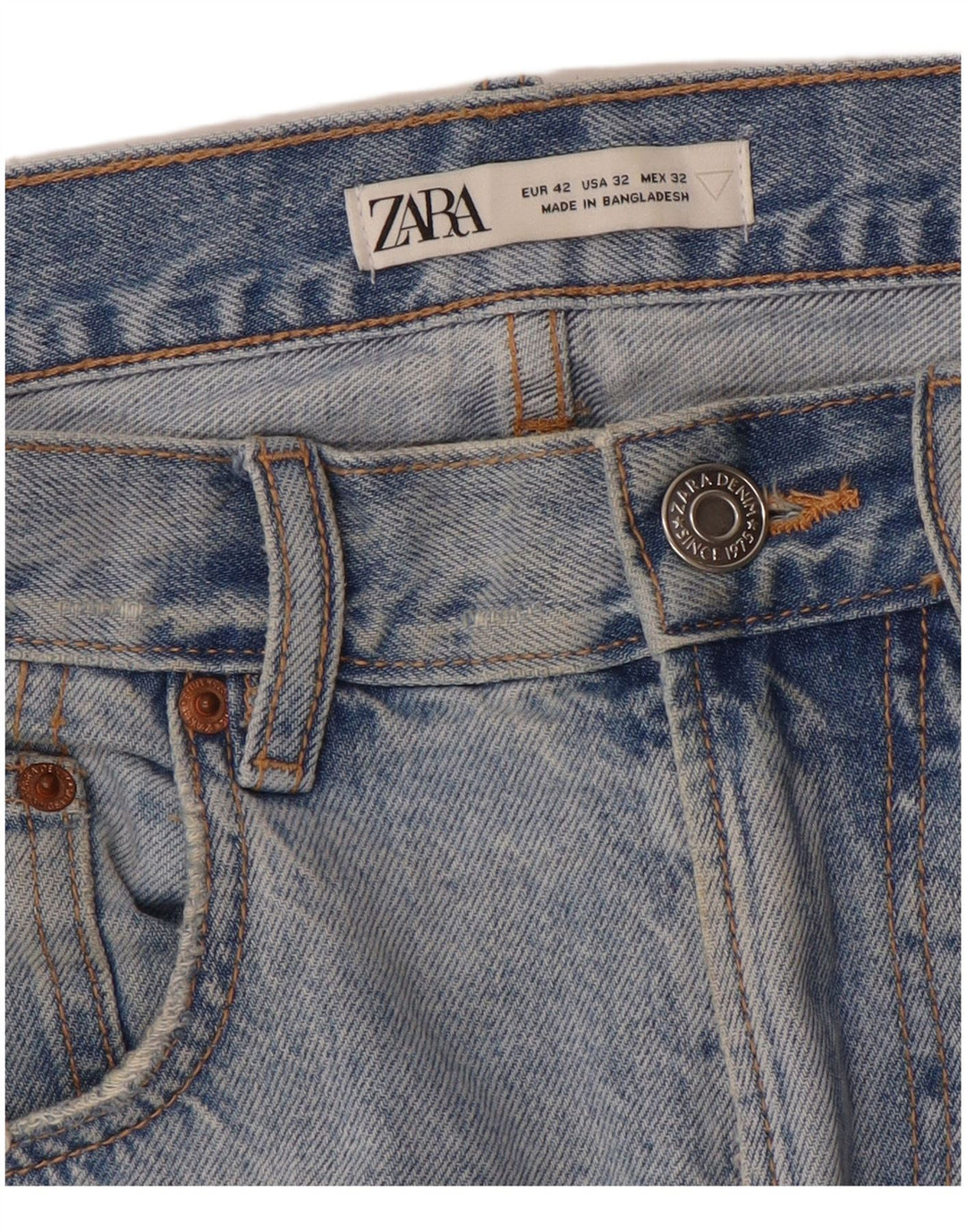 ZARA Herren-Cropped-Jeans, EU 42, Größe L, W32, L24, Blau