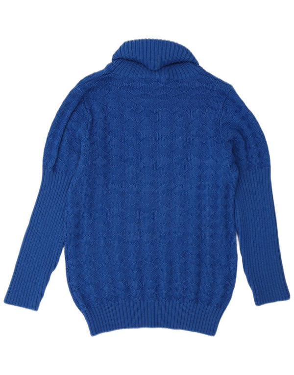 Vintage Damen Rollkragenpullover Pullover UK 14 Mittelblaue Wolle