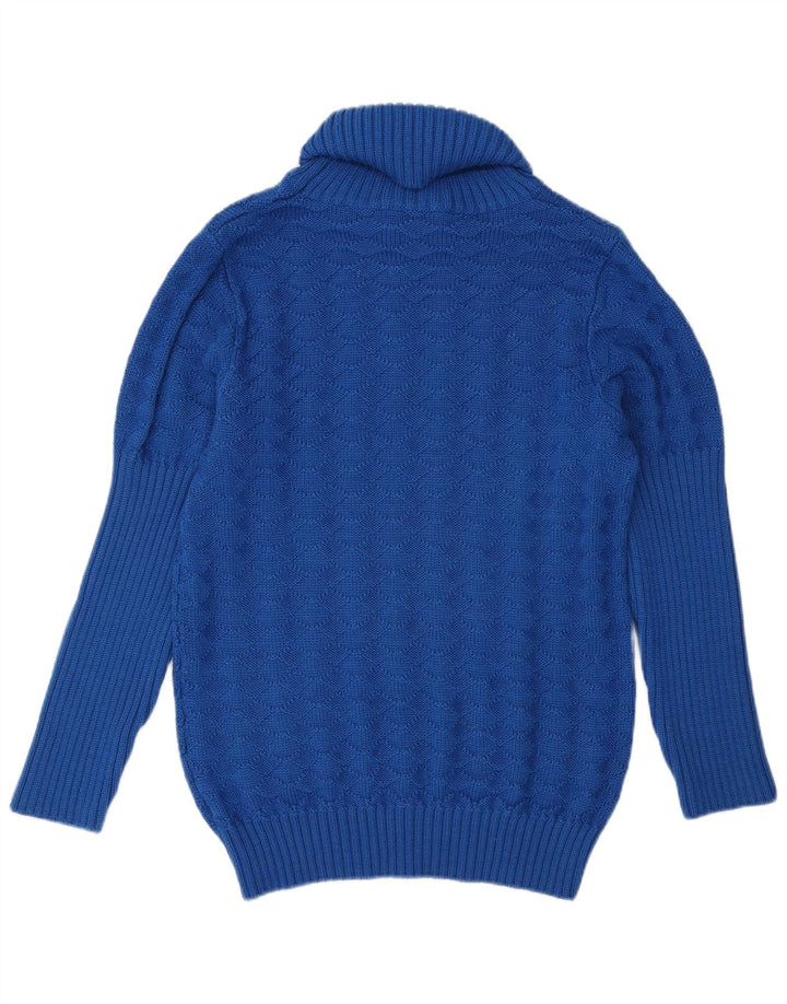 Vintage Damen Rollkragenpullover Pullover UK 14 Mittelblaue Wolle