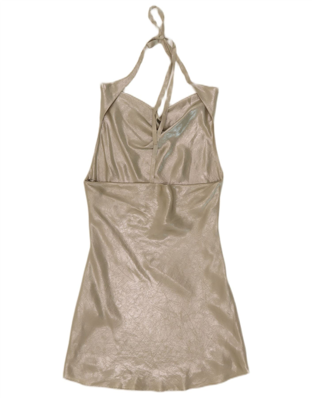 Zara Damen Neckholder-Kleid UK 6 XS Silber Polyester