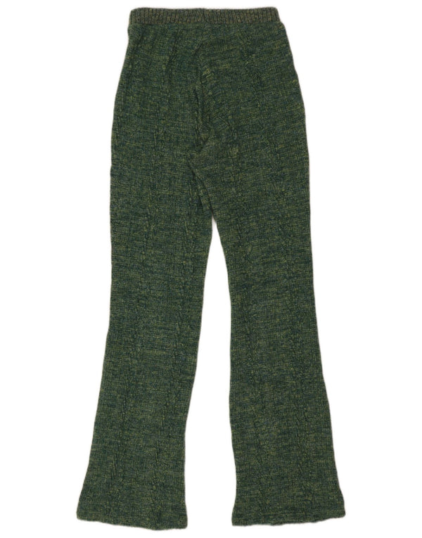 Zara Damen-Strick-Flare-Hose, Größe S, W26, L31, Grün meliert