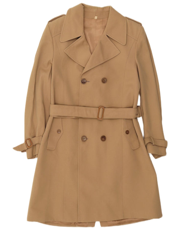 Vintage Damen Trenchcoat IT 52 2XL Beige Wolle