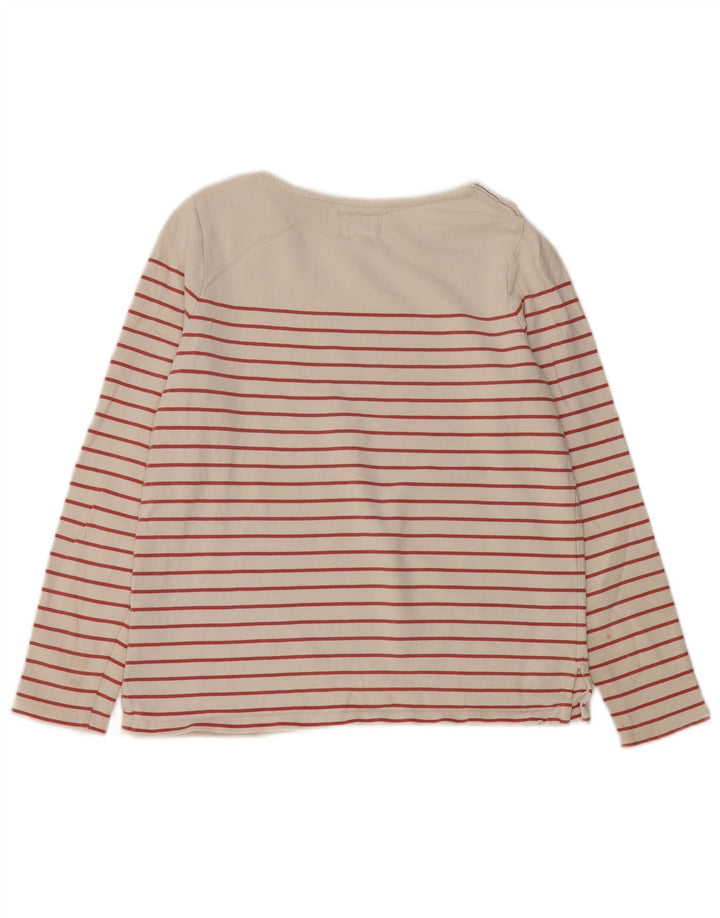 FAT FACE Womens Top Long Sleeve UK 8 Small Off White Striped Cotton