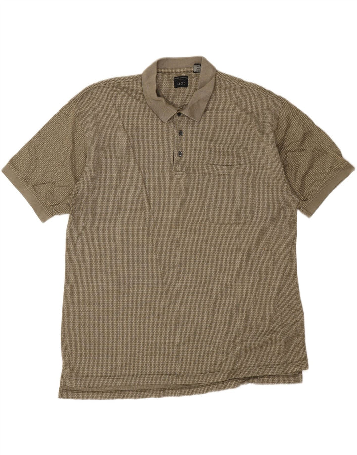 Izod Herren Poloshirt XL Khaki Geometrisch Baumwolle