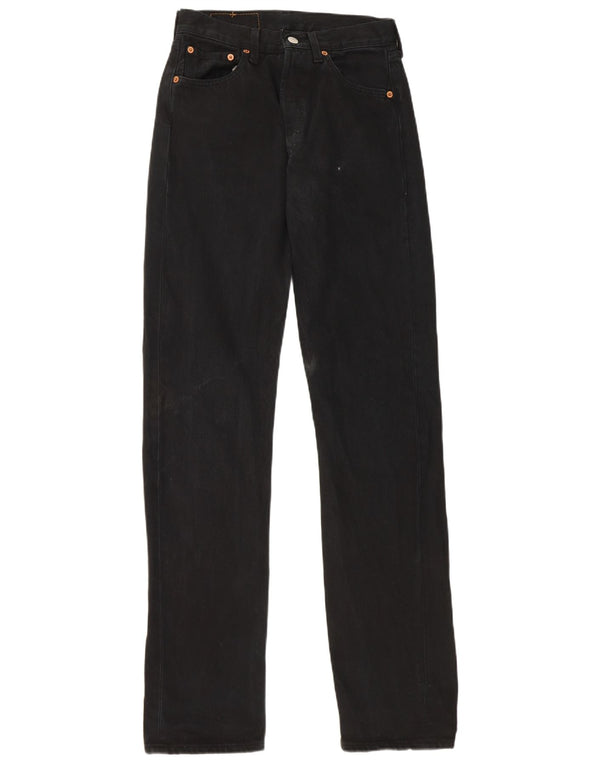 Levi's Damen 501 Straight Jeans W28 L34 Schwarze Baumwolle
