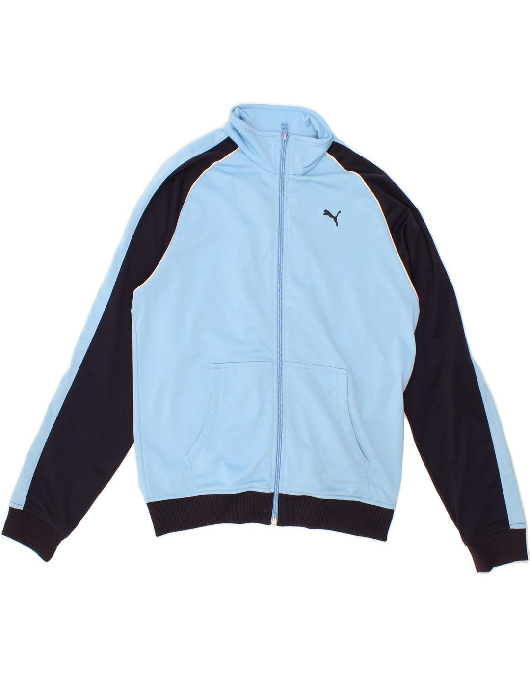 PUMA Boys Tracksuit Top Jacket 13-14 Years Blue Colourblock Polyester Vintage Puma and Second-Hand Puma from Messina Hembry 