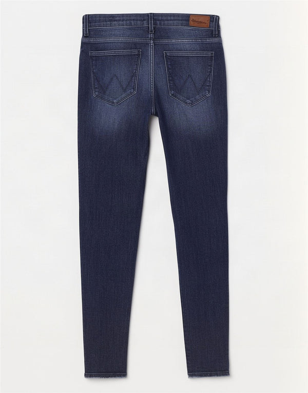 Wrangler Damen Skinny Jeans W29 L27 Marineblaue Baumwolle