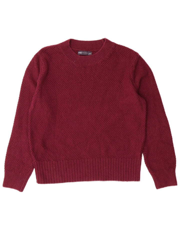 Marks & Spencer Damen Crop Crew Neck Pullover Pullover UK 8 Small Kastanienbraun