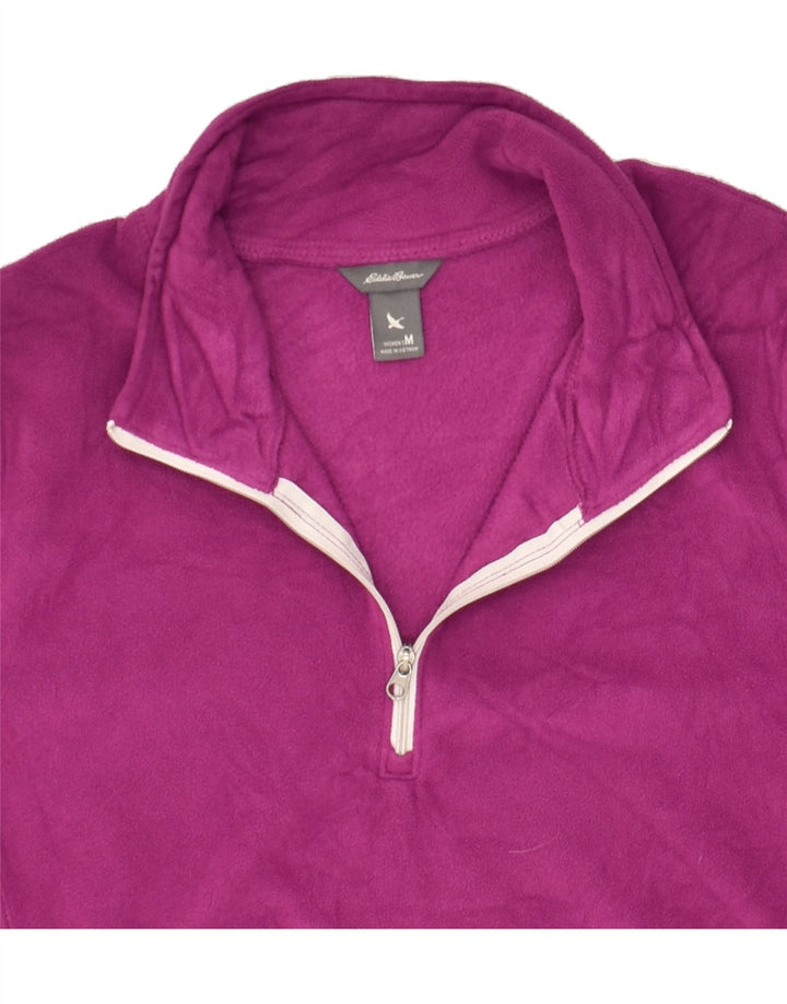 EDDIE BAUER Womens Zip Neck Fleece Jumper UK 14 Medium Pink Polyester | Vintage Eddie Bauer | Thrift | Second-Hand Eddie Bauer | Used Clothing | Messina Hembry 