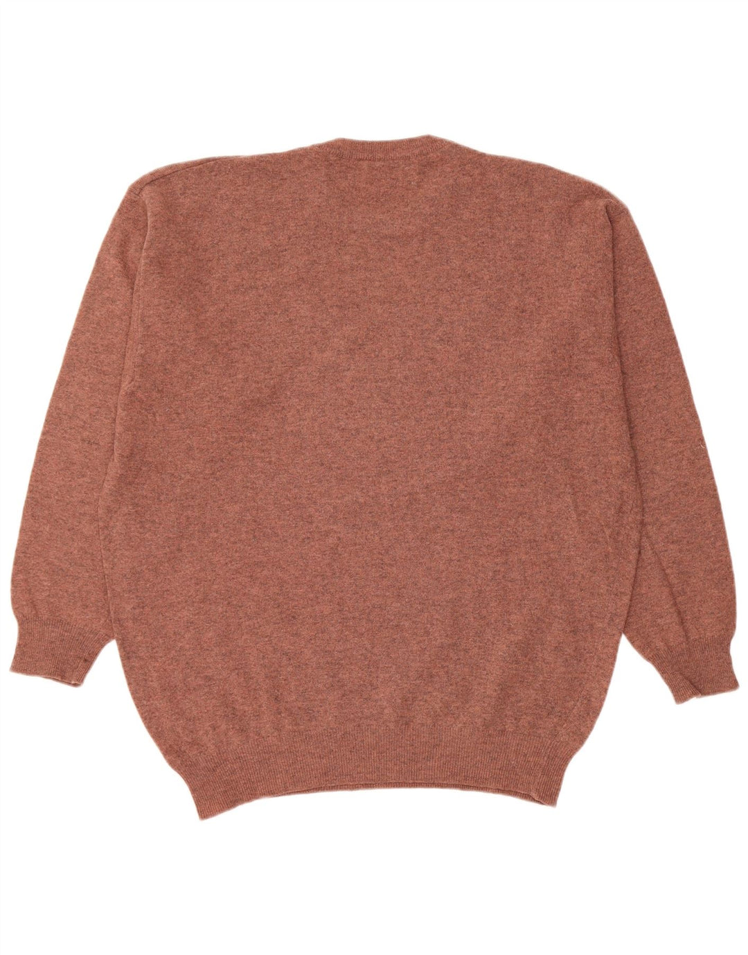 Benetton Herren-Pullover mit Rundhalsausschnitt, groß, braune Schurwolle