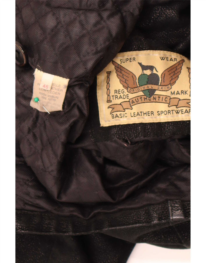 Vintage Damen Übergroße Lederjacke IT 46 Large Schwarz