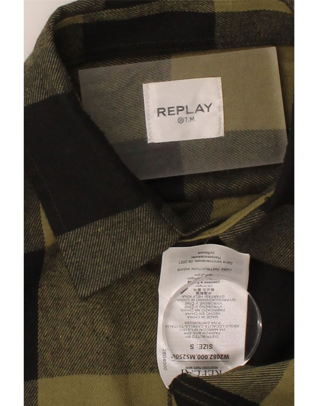 REPLAY Mens Flannel Shirt Small Green Check Cotton Vintage Replay and Second-Hand Replay from Messina Hembry 