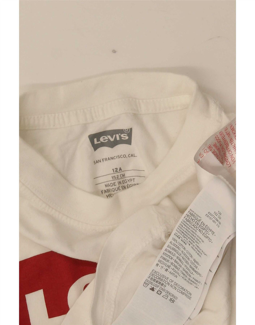 Levi's Jungen-T-Shirt mit Grafik, 11–12 Jahre, weiße Baumwolle