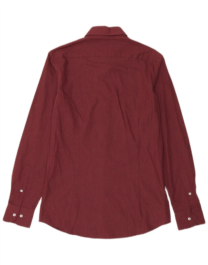 Massimo Dutti Herrenhemd, Größe S, Burgunderrot, Baumwolle