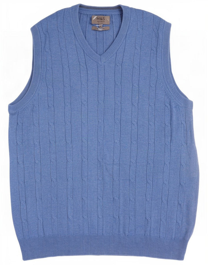 Marks & Spencer Herren-Weste, Tanktop, Größe S, Blau, Baumwolle