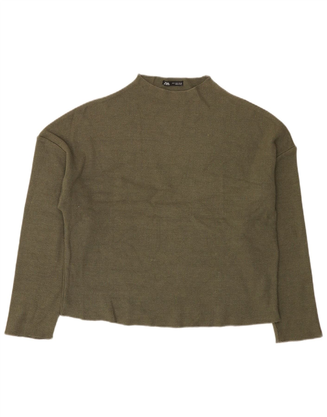 Zara Damen-Pullover mit Rollkragen, übergroß, Gr. 10, Small Khaki