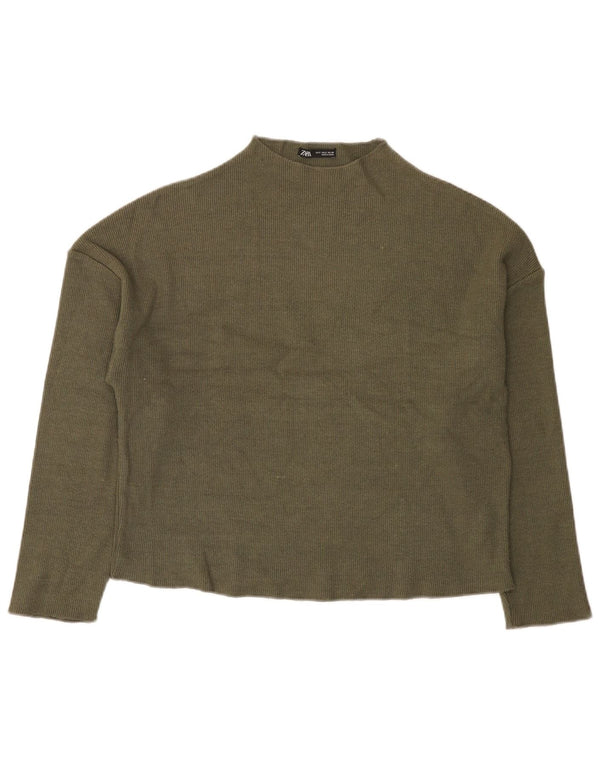 Zara Damen-Pullover mit Rollkragen, übergroß, Gr. 10, Small Khaki