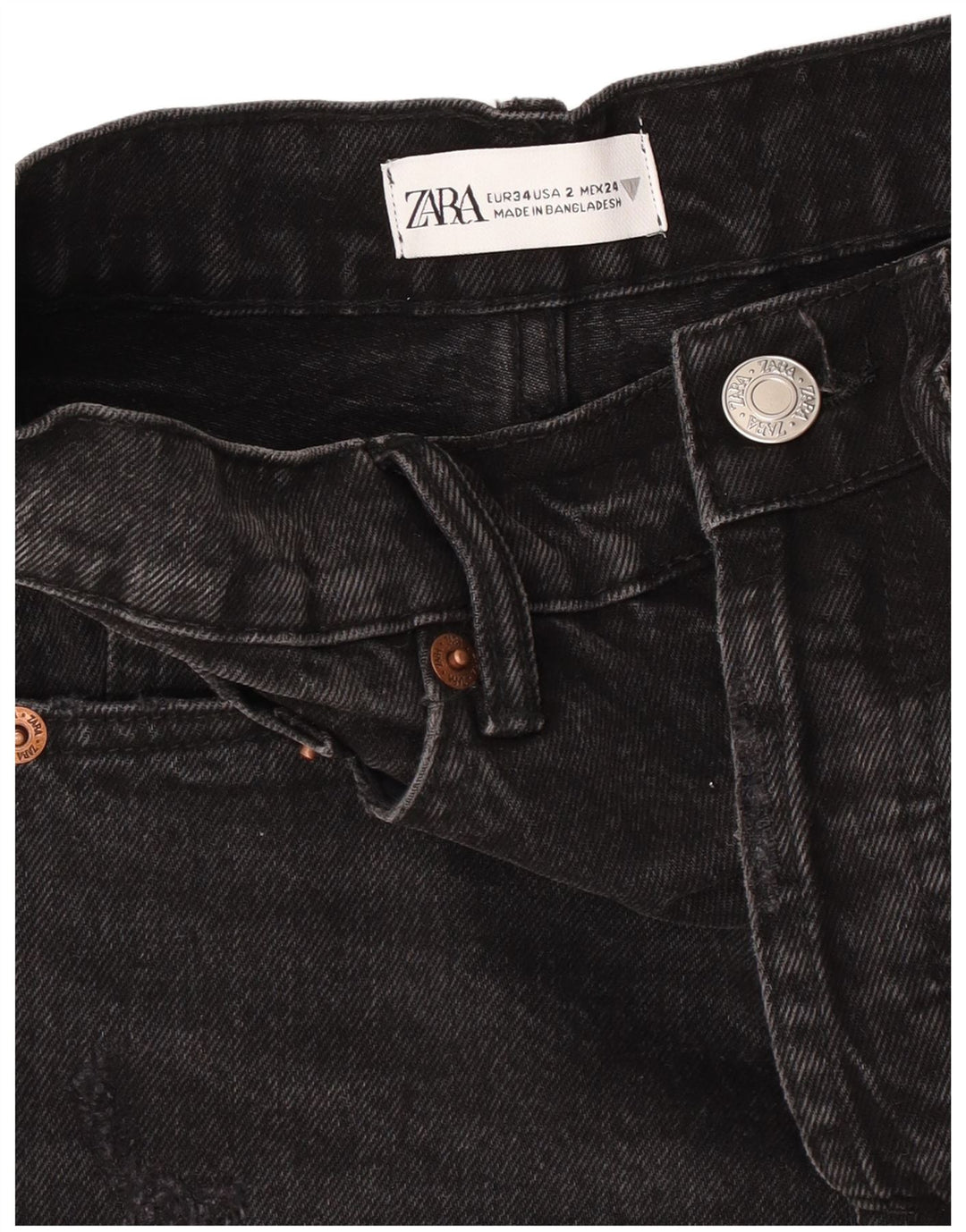 Zara Damen Jeansshorts EU 34 2XS W24 Schwarz