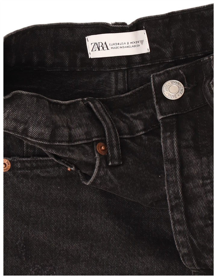 Zara Damen Jeansshorts EU 34 2XS W24 Schwarz