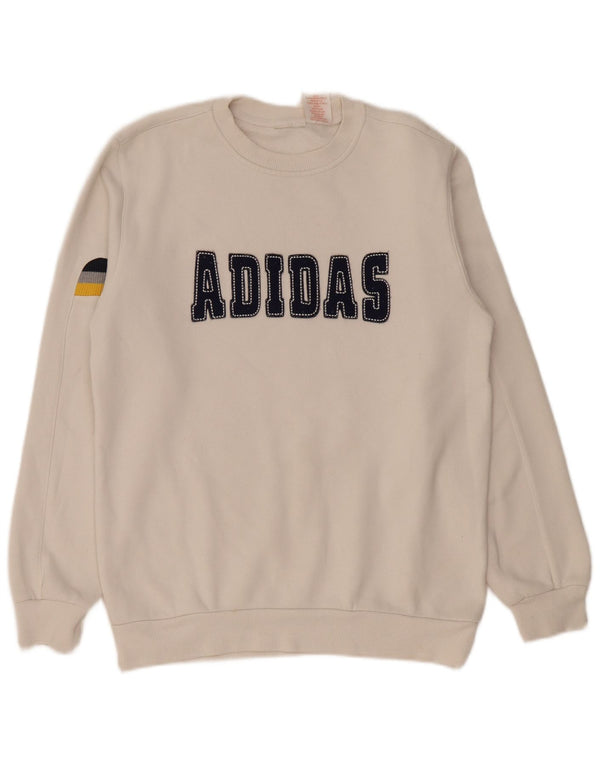 Adidas Damen Grafik-Sweatshirt-Pullover UK 14 Mittelweiße Baumwolle