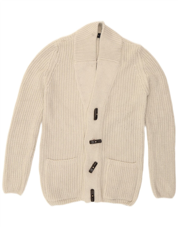 Zara Herren-Strickjacke mit Duffle-Knöpfen, Medium, gebrochenes Weiß, Acryl