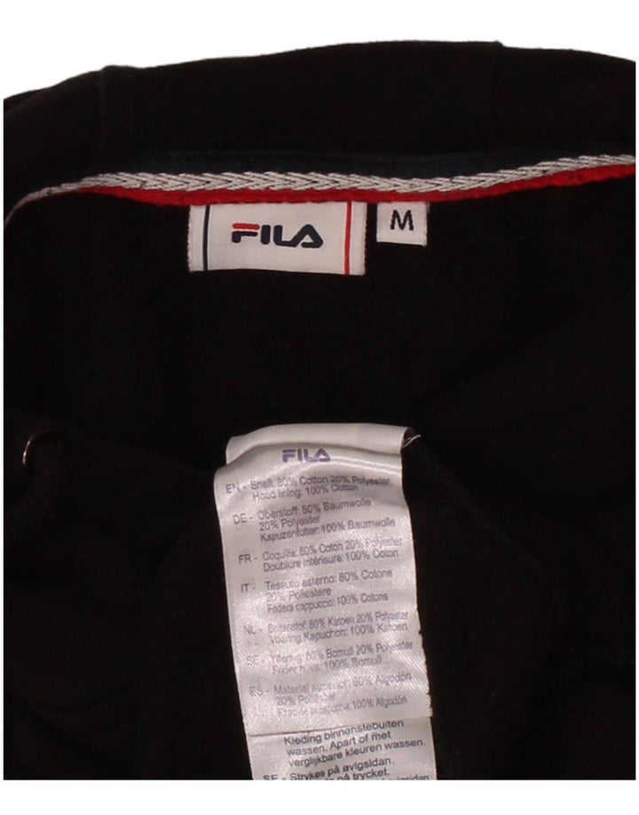 FILA Mens Graphic Hoodie Jumper Medium Black Cotton
