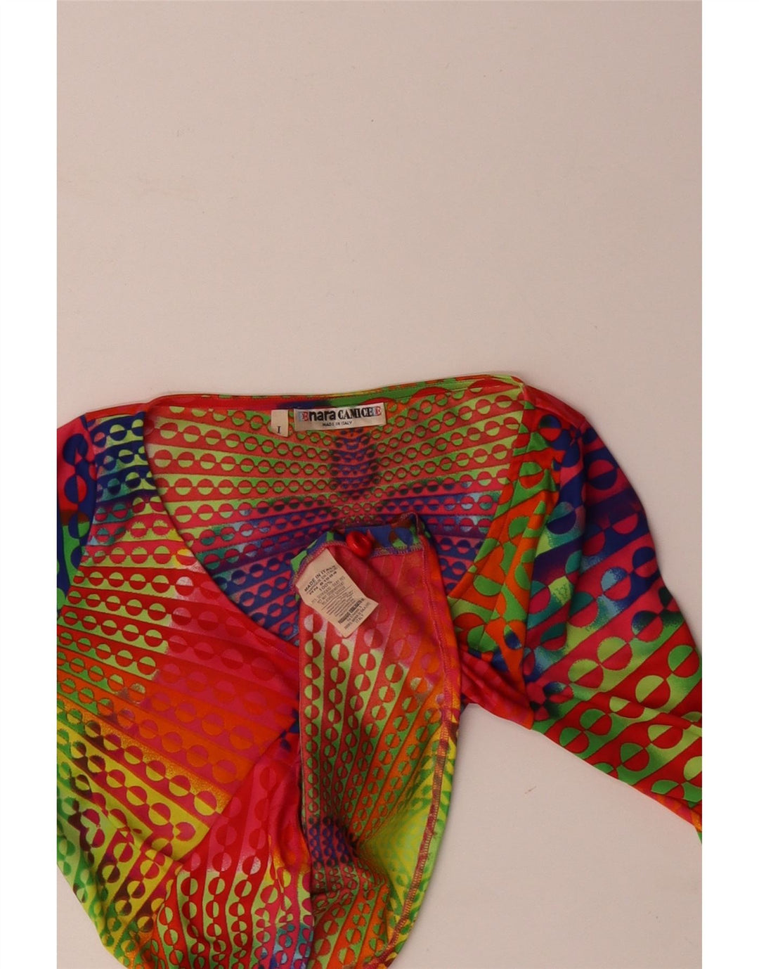 Naracamicee Damen Crop Top UK 12 Medium Mehrfarbige geometrische Seide