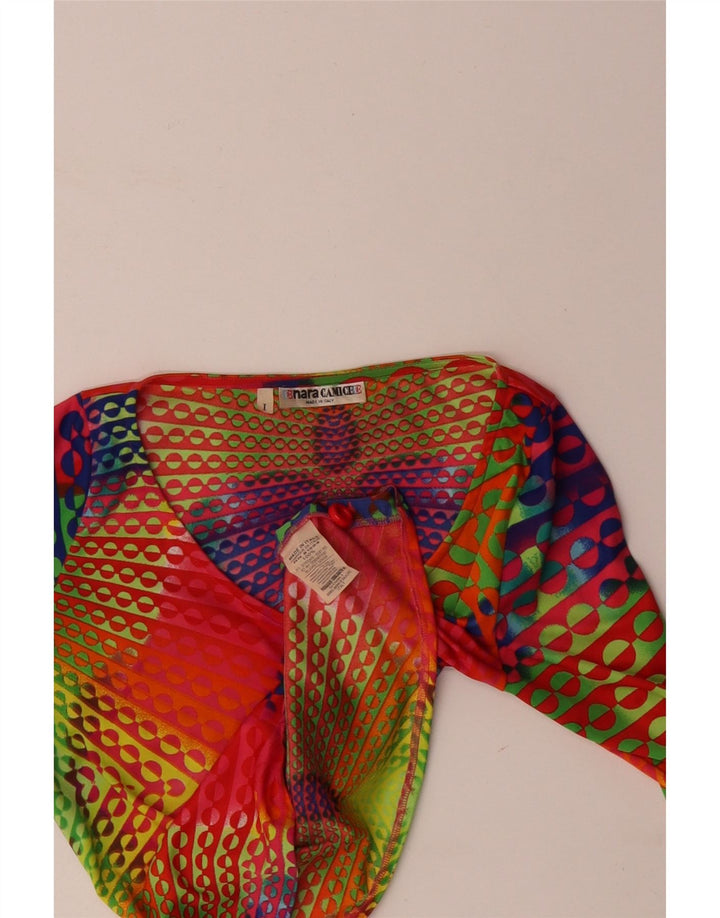 Naracamicee Damen Crop Top UK 12 Medium Mehrfarbige geometrische Seide