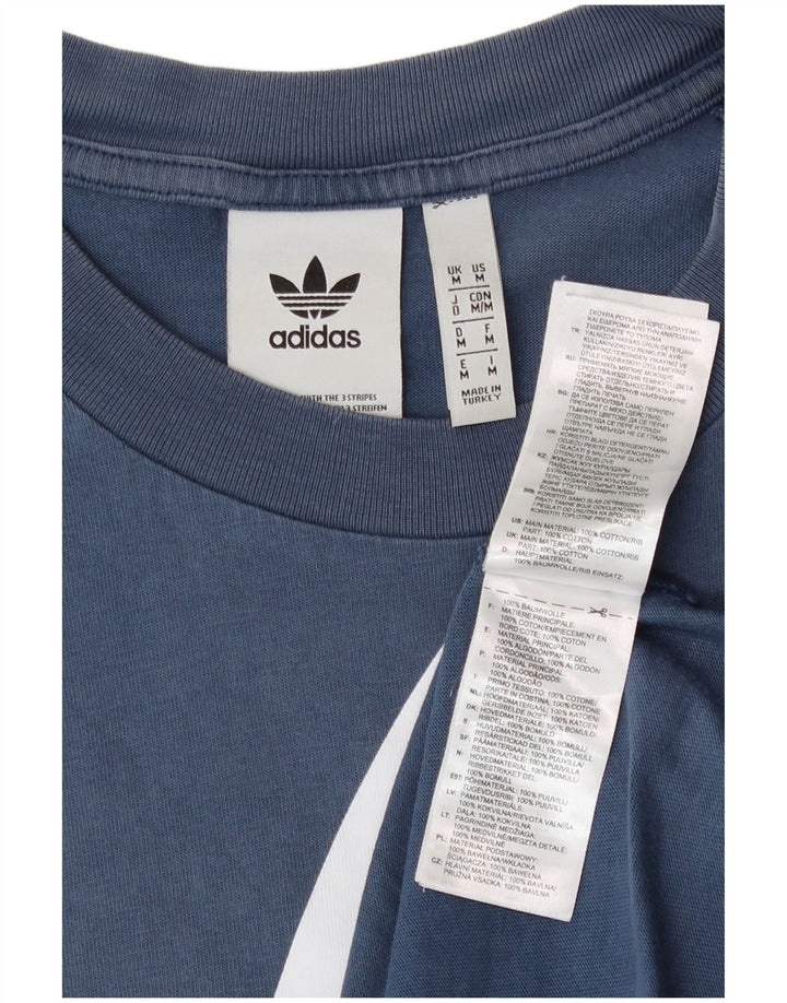 Adidas Herren Grafik-T-Shirt aus mittelblauer Baumwolle