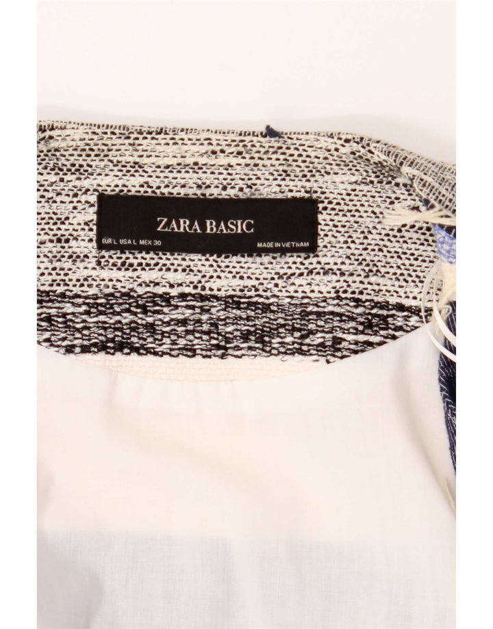 Offene Blazer-Jacke für Damen von Zara, UK 16, groß, mehrfarbig, gestreift, Baumwolle