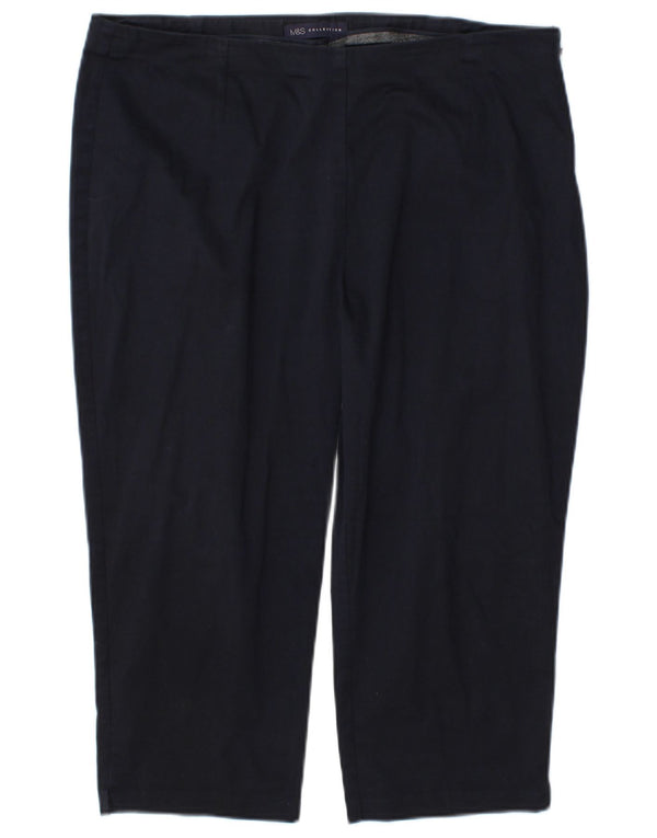 Marks & Spencer Damen Caprihose UK 16 Large W34 L19 Marineblaue Baumwolle