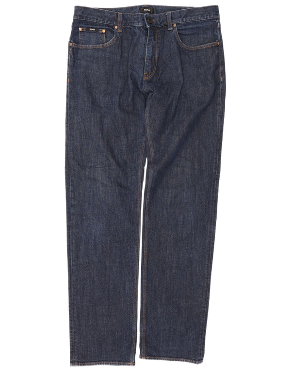 Hugo Boss Mens Straight Jeans W36 L33 Navy Blue