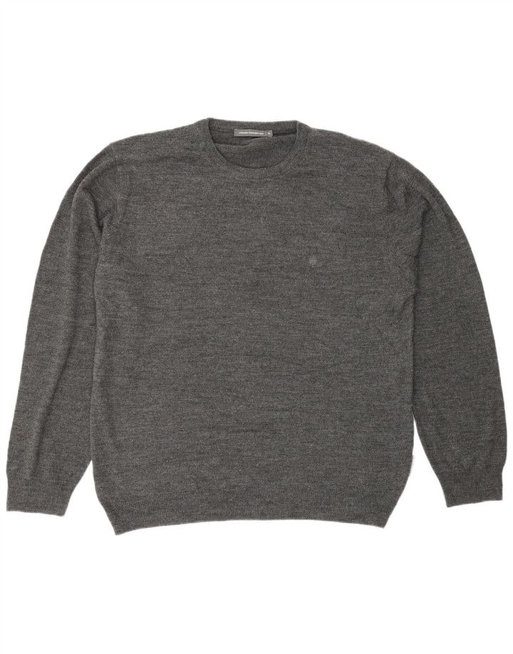 French Connection Herren-Pullover mit Rundhalsausschnitt, XL, graues Acryl