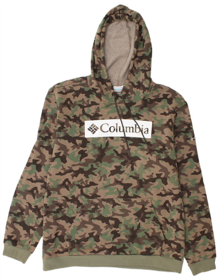 COLUMBIA Herren Graphic Hoodie Pullover XL Khaki Camouflage Baumwolle