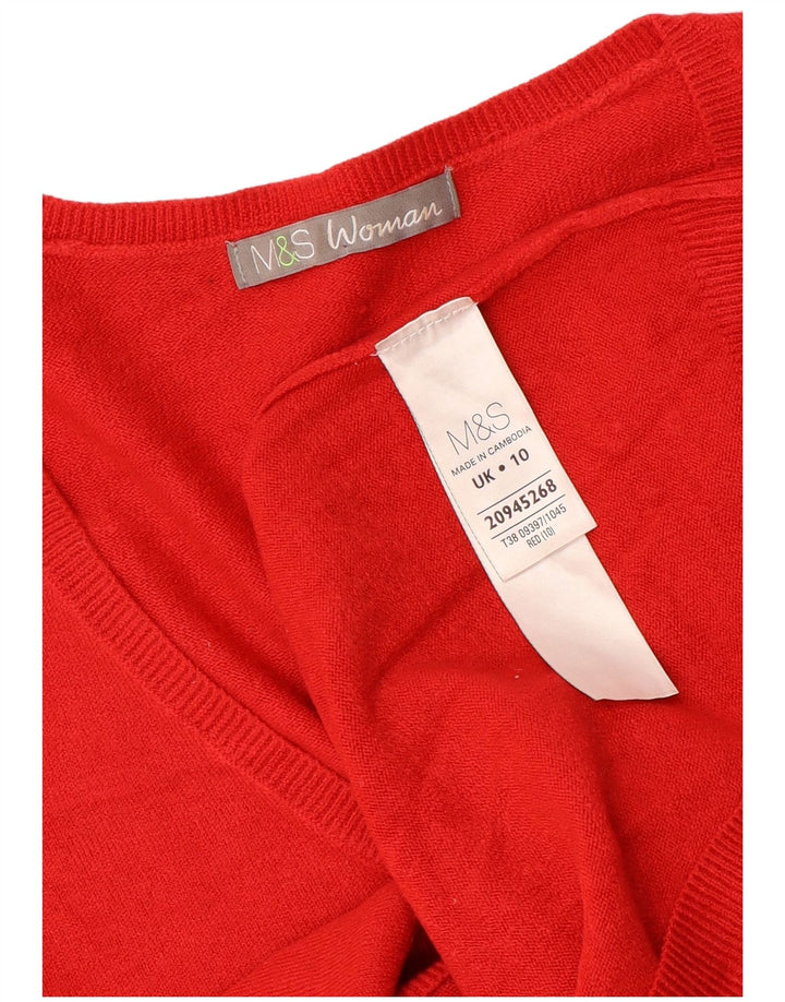 Marks & Spencer Damen-Pullover, übergroß, V-Ausschnitt, Gr. 10, Größe S, Rot