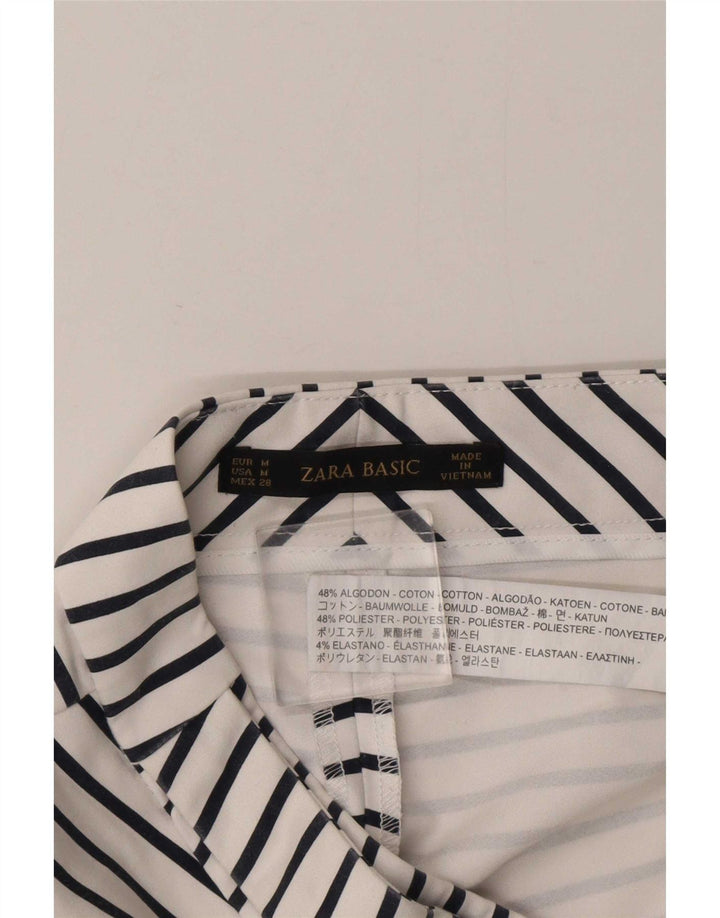 Lässige Damen-Shorts von Zara, Größe M, W28, weiß gestreift, Baumwolle