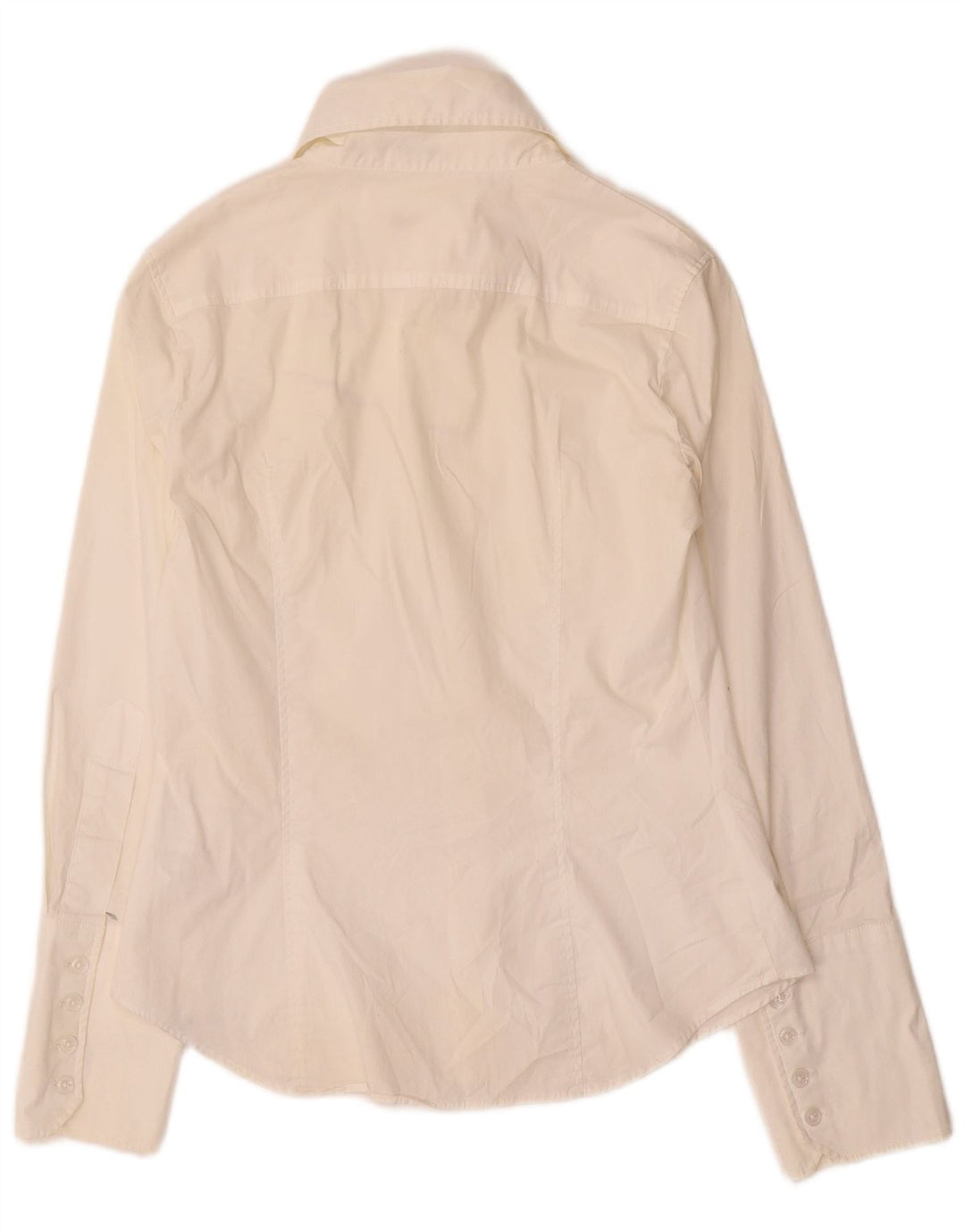 Benetton Formales Damenhemd UK 12 aus mittelweißer Baumwolle