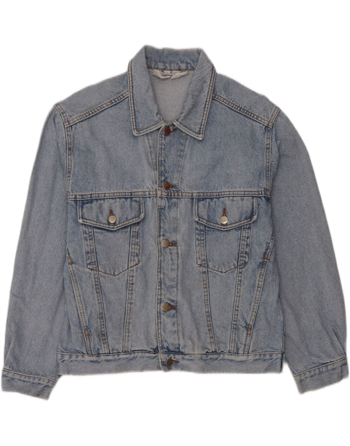 VINTAGE Herren-Jeansjacke mit Grafik, UK 36/38, kleine blaue Baumwolle